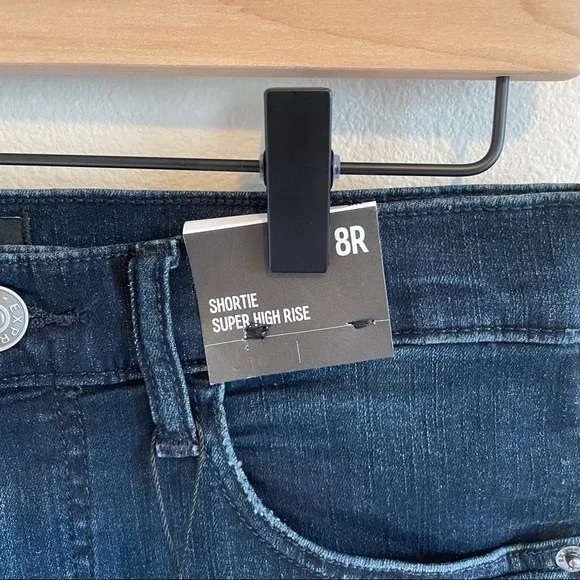 Express Jean Shorts Super High Rise Stretch Distressed Shorts - Picture 2 of 4